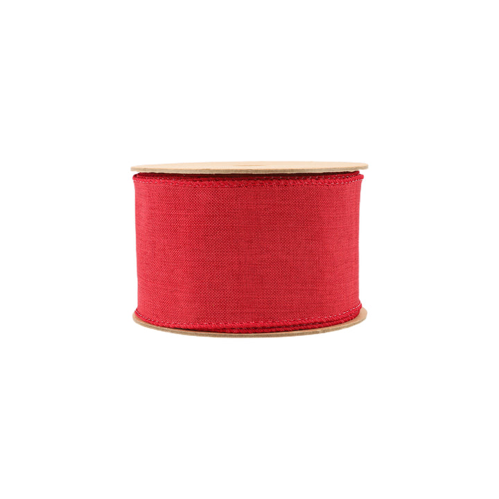 2 1/2" Wired Ribbon | Dark Red Linen