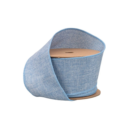 2 1/2" Linen Wired Ribbon | Blue Linen | 10 Yard Roll LaRibbons and Crafts