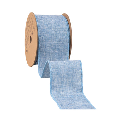 Baby Blue Bows and Light Blue Ticking Stripe with Blue Linen 3 Rolls |30 Yards