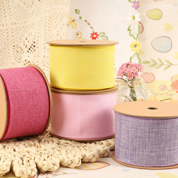 2 1/2" Wired Ribbon | Yellow Linen