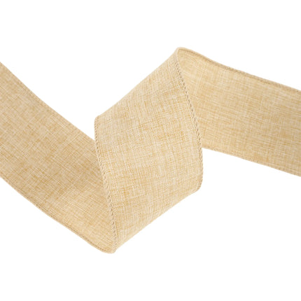 2 1/2" Wired Ribbon | Natural Linen | 10 Yard Roll LaRibbons and Crafts