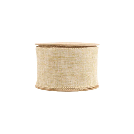 2 1/2" Wired Ribbon | Natural Linen | 10 Yard Roll LaRibbons and Crafts