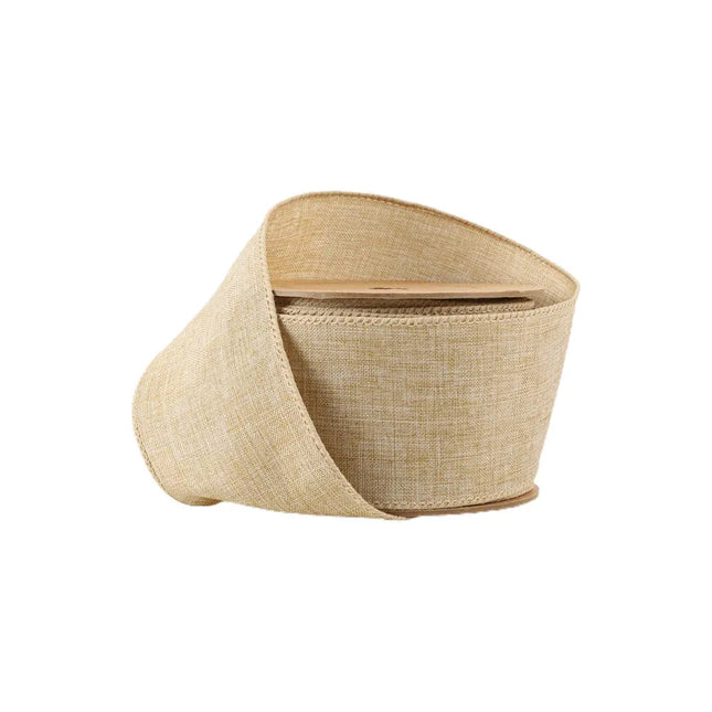 2 1/2" Wired Ribbon | Natural Linen | 10 Yard Roll LaRibbons and Crafts