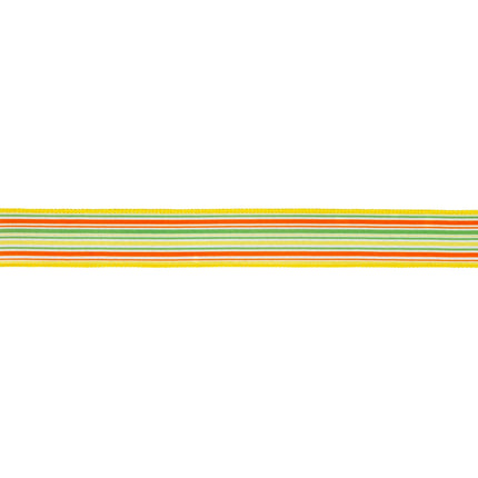 1 1/2" Wired Ribbon | Orange/Green/White on Yellow Linen | 10 Yard Roll LaRibbons and Crafts