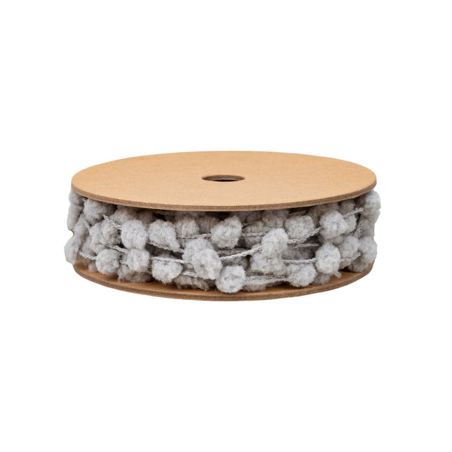 8mm Wired Pom Pom | Grey | 25 Yard Roll LaRibbons and Crafts