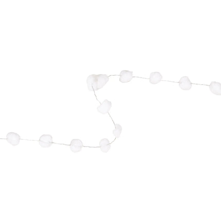 Curved White Pom-Pom Ribbon, Plump Balls on Flexible Wire for Creative Decor.
