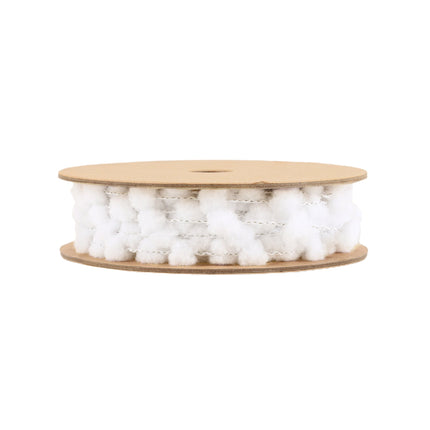 8mm Wired Pom Pom | White | 25 Yard Roll LaRibbons and Crafts