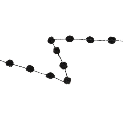 8mm Wired Pom Pom | Black | 25 Yard Roll LaRibbons and Crafts