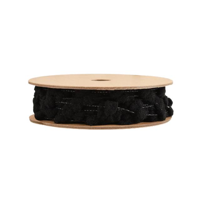 8mm Wired Pom Pom | Black | 25 Yard Roll LaRibbons and Crafts