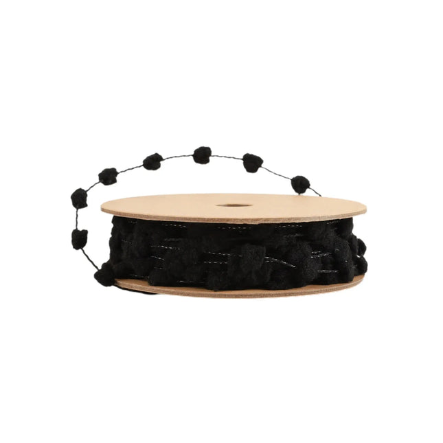 8mm Wired Pom Pom | Black | 25 Yard Roll LaRibbons and Crafts