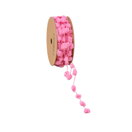 8mm Wired Pom Pom | Pink | 25 Yard Roll LaRibbons and Crafts