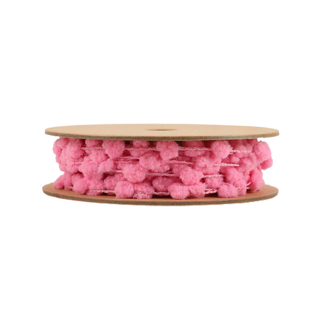 8mm Wired Pom Pom | Pink | 25 Yard Roll LaRibbons and Crafts