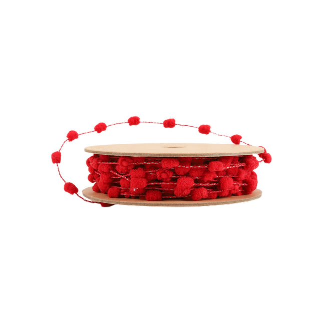 8mm Wired Pom Pom | Red| 25 Yard Roll LaRibbons and Crafts