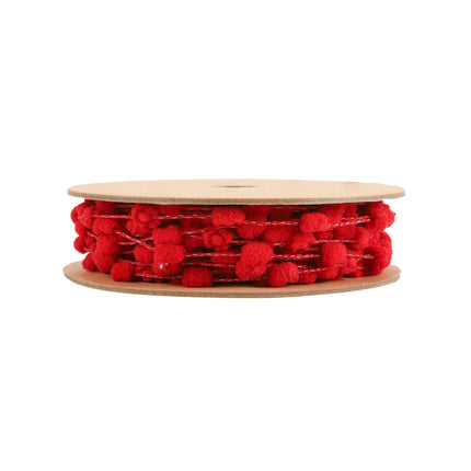 8mm Wired Pom Pom | Red| 25 Yard Roll LaRibbons and Crafts