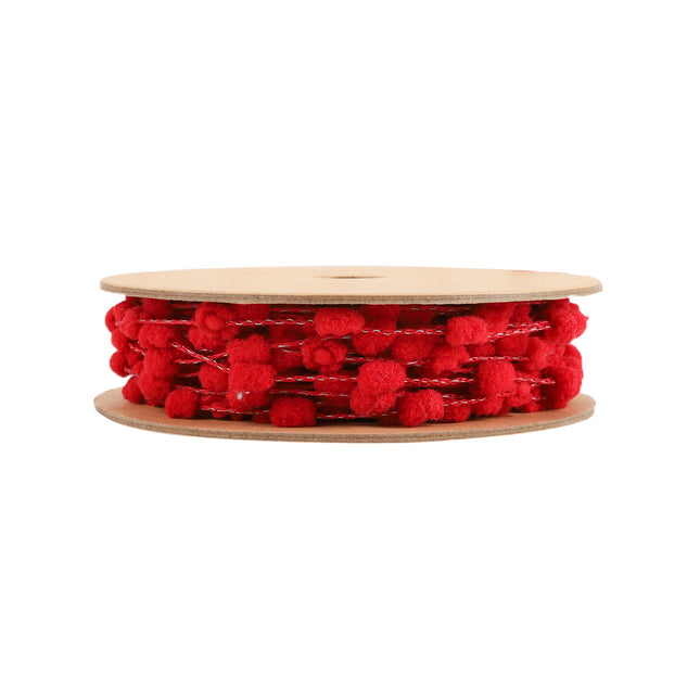 8mm Wired Pom Pom | Red| 25 Yard Roll LaRibbons and Crafts