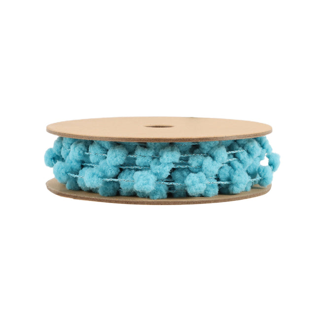 8mm Wired Pom Pom | Blue | 25 Yard Roll LaRibbons and Crafts