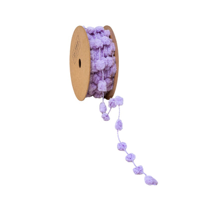 8mm Wired Pom Pom | Lilac | 25 Yard Roll LaRibbons and Crafts