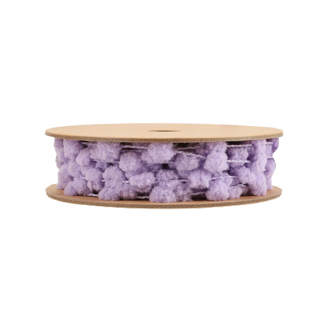 8mm Wired Pom Pom | Lilac | 25 Yard Roll LaRibbons and Crafts