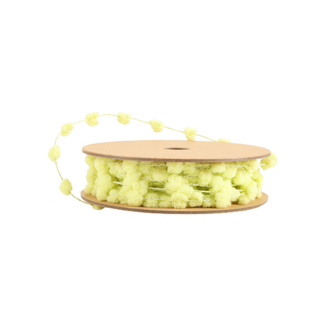 8mm Wired Pom Pom | Lemon | 25 Yard Roll LaRibbons and Crafts