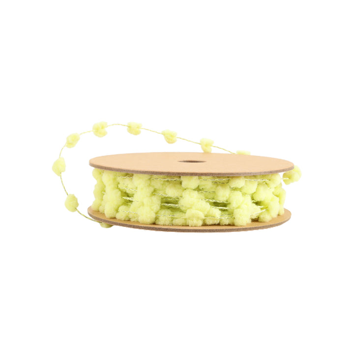 8mm Wired Pom Pom | Lemon | 25 Yard Roll LaRibbons and Crafts