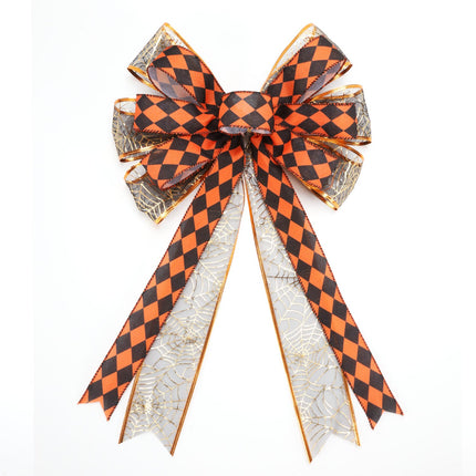 1 1/2" Faux Linen Wired Ribbon | Rhombus Orange/Black | 10 Yard Roll LaRibbons and Crafts