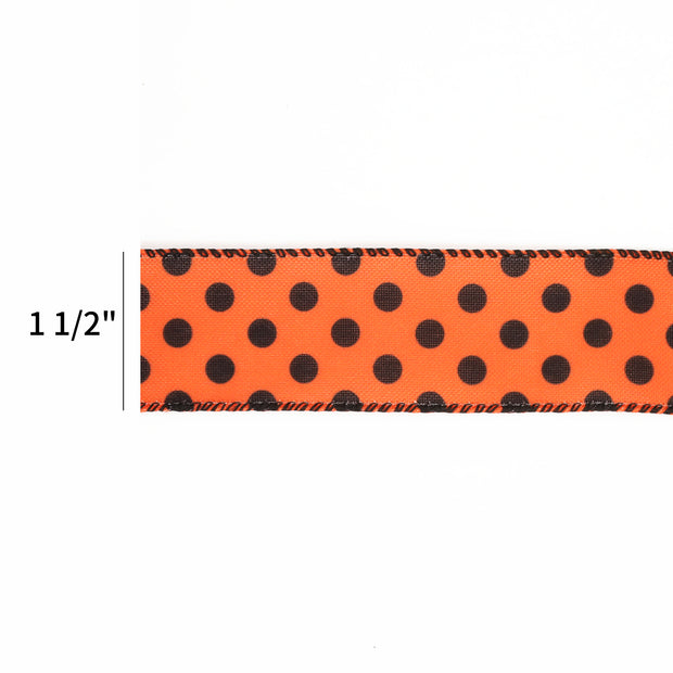 1 1/2" Faux Linen Wired Ribbon | Dot | 10 Yard Roll