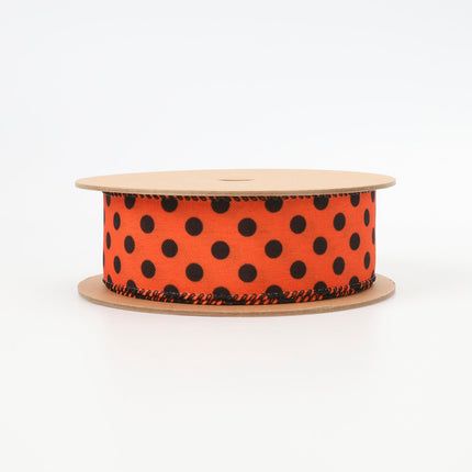 1 1/2" Faux Linen Wired Ribbon | Dot | 10 Yard Roll LaRibbons and Crafts