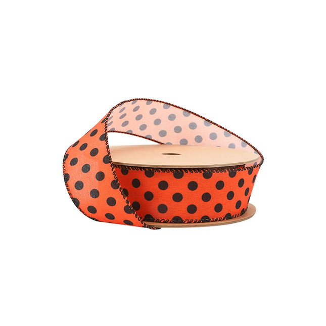 1 1/2" Faux Linen Wired Ribbon | Dot | 10 Yard Roll LaRibbons and Crafts