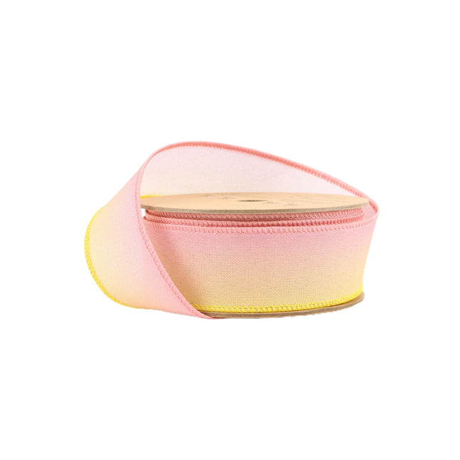 1 1/2" Wired Ribbon | Yellow/Pink Ombre| 10 Yard Roll LaRibbons and Crafts