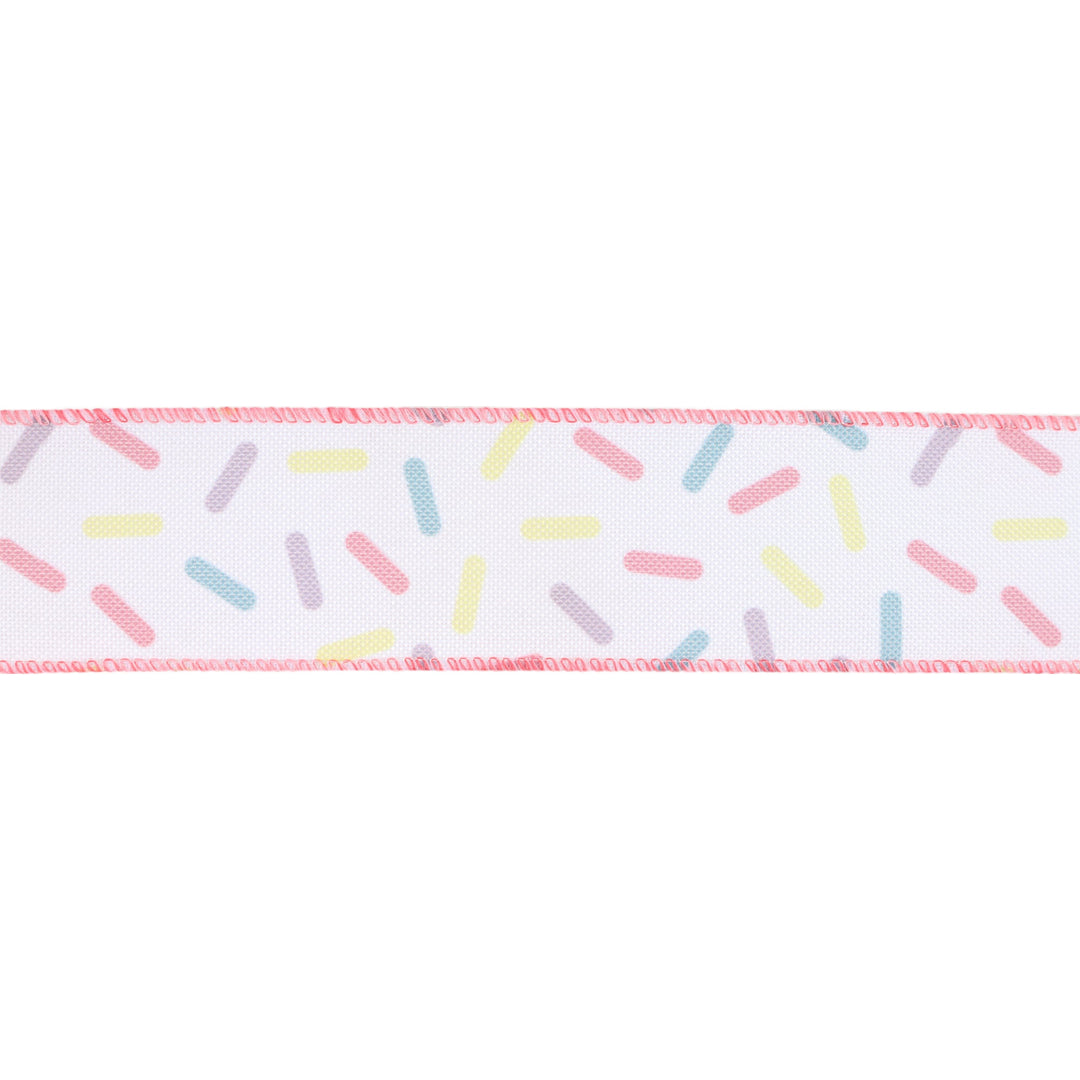1 1/2" Wired Ribbon | White & Sprinkles | 10 Yard Roll LaRibbons and Crafts