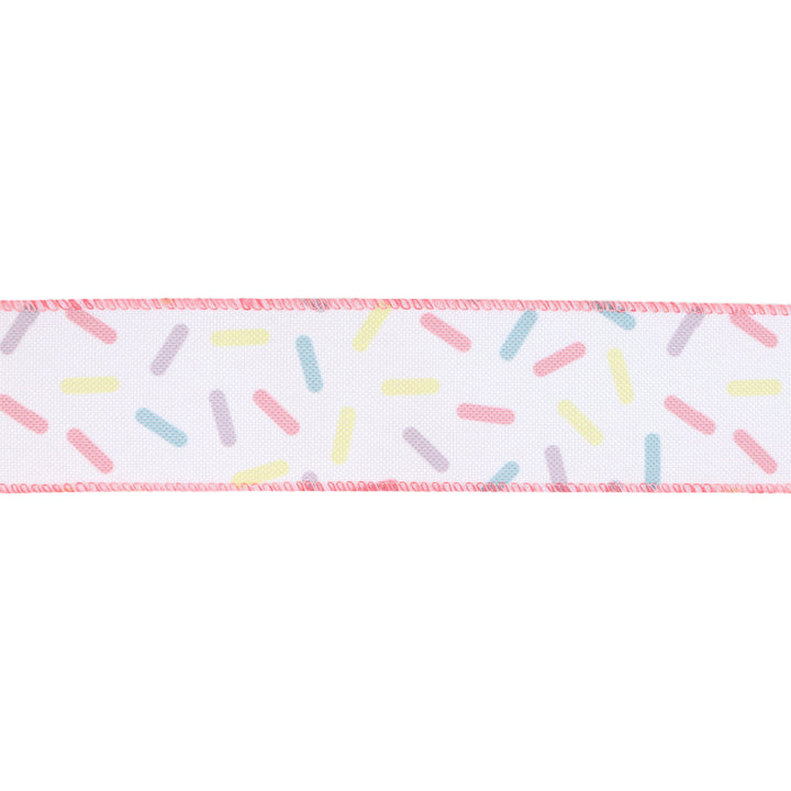 1 1/2" Wired Ribbon | White & Sprinkles | 10 Yard Roll LaRibbons and Crafts