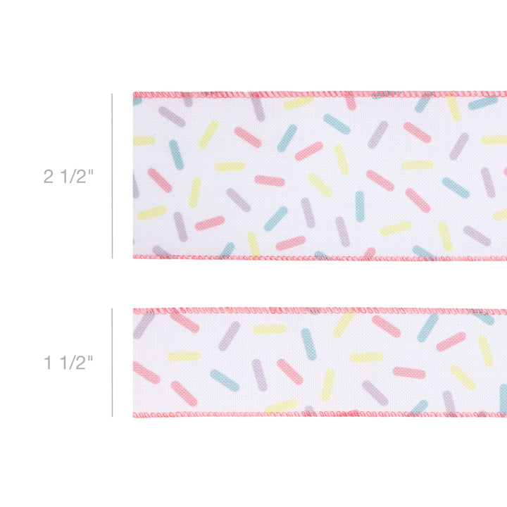 1 1/2" Wired Ribbon | White & Sprinkles | 10 Yard Roll LaRibbons and Crafts