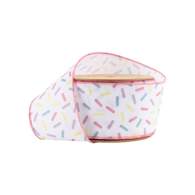 2 1/2" Wired Ribbon | White & Sprinkles | 10 Yard Roll LaRibbons and Crafts