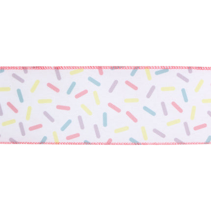 2 1/2" Wired Ribbon | White & Sprinkles | 10 Yard Roll LaRibbons and Crafts