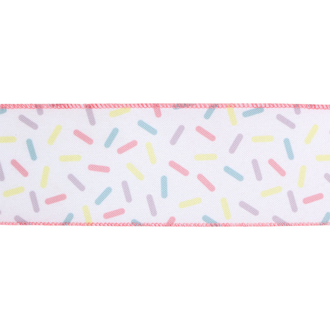 2 1/2" Wired Ribbon | White & Sprinkles | 10 Yard Roll LaRibbons and Crafts