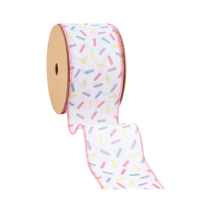 2 1/2" Wired Ribbon | White & Sprinkles | 10 Yard Roll LaRibbons and Crafts