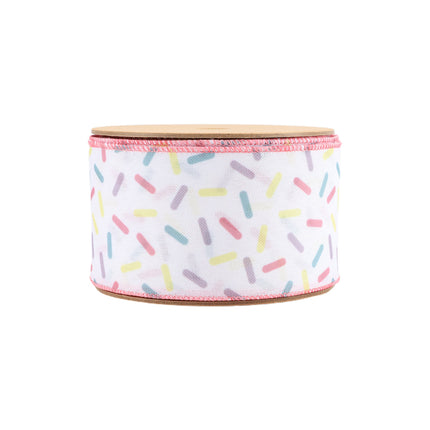 2 1/2" Wired Ribbon | White & Sprinkles | 10 Yard Roll LaRibbons and Crafts
