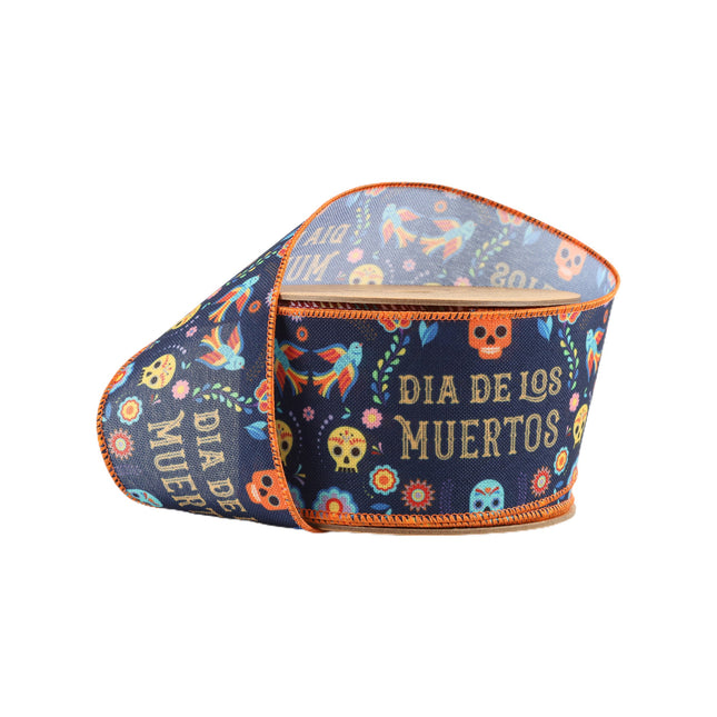 2 1/2" Wired Ribbon | Dia De Los Muertos | 10 Yard Roll LaRibbons and Crafts