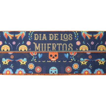 2 1/2" Wired Ribbon | Dia De Los Muertos | 10 Yard Roll LaRibbons and Crafts