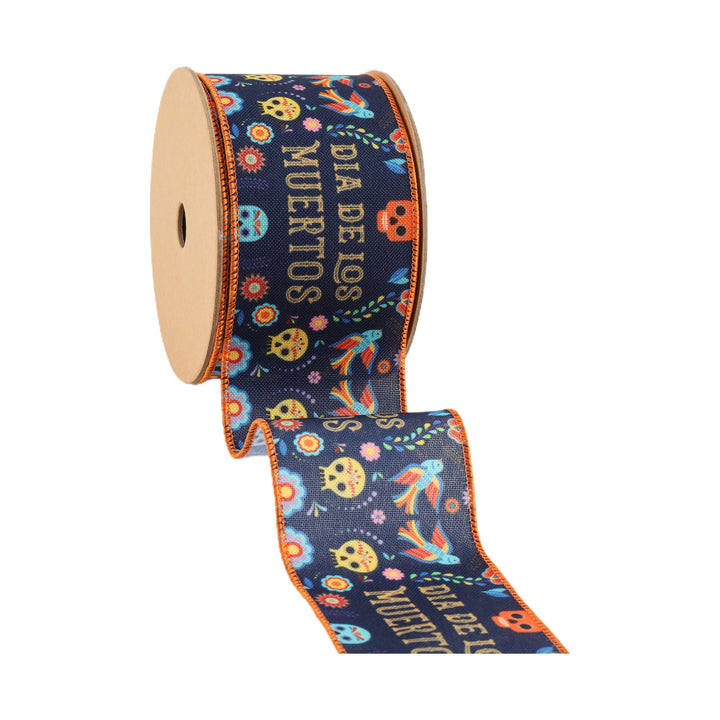 2 1/2" Wired Ribbon | Dia De Los Muertos | 10 Yard Roll LaRibbons and Crafts