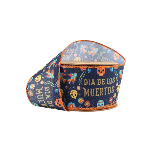 2 1/2" Wired Ribbon | Dia De Los Muertos | 10 Yard Roll LaRibbons and Crafts