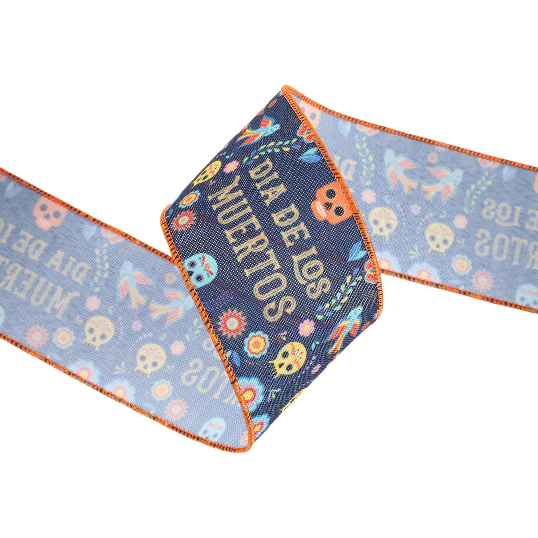 2 1/2" Wired Ribbon | Dia De Los Muertos | 10 Yard Roll LaRibbons and Crafts