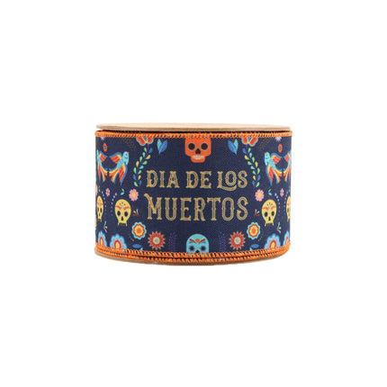 2 1/2" Wired Ribbon | Dia De Los Muertos | 10 Yard Roll LaRibbons and Crafts