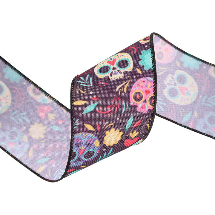 2 1/2" Wired Ribbon | DOD Sugar Skulls | 10 Yard Roll LaRibbons and Crafts
