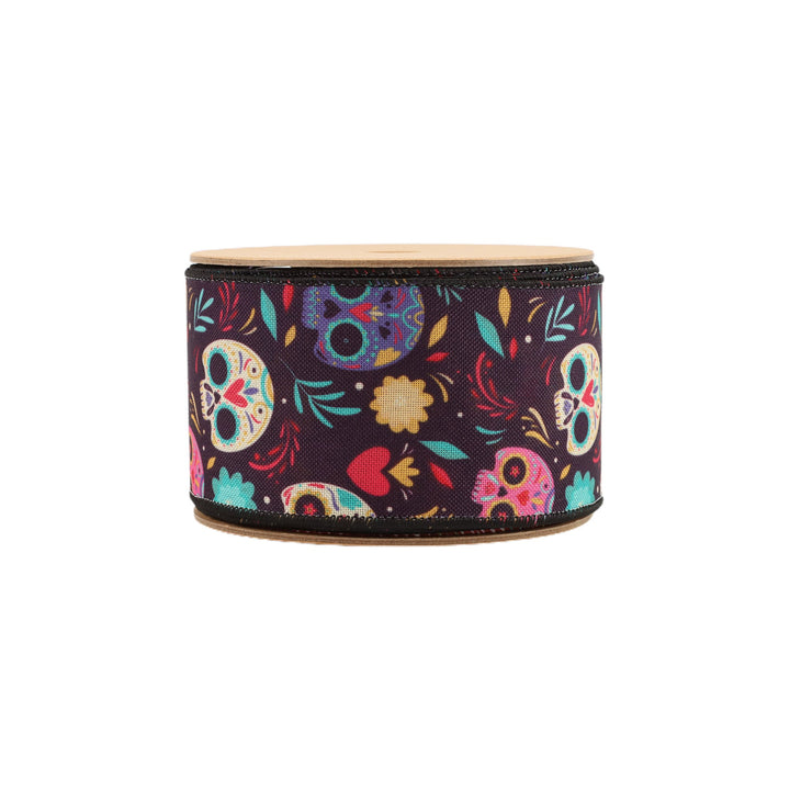 2 1/2" Wired Ribbon | DOD Sugar Skulls | 10 Yard Roll LaRibbons and Crafts