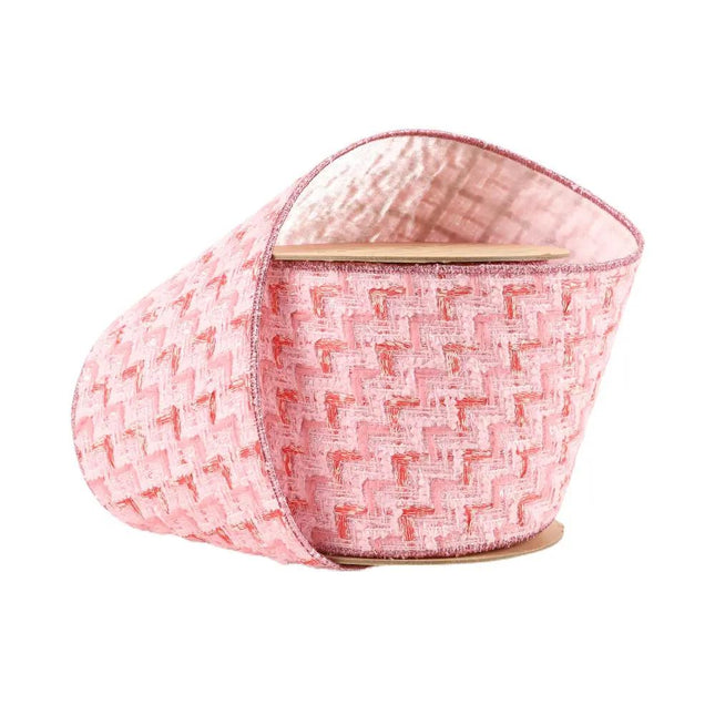 4" Wired Ribbon | Tweed Pink w/ Silver Backing | 10 Yard Roll LaRibbons and Crafts