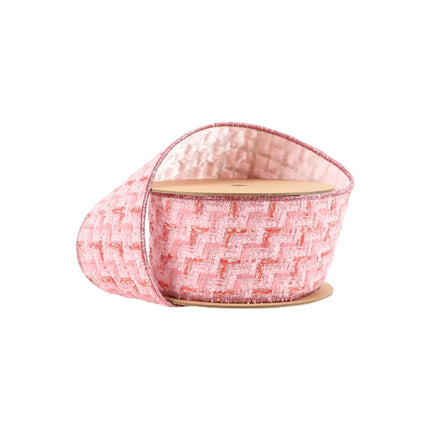 2 1/2" Wired Ribbon | Tweed Pink w/ Silver Backing | 10 Yard Roll LaRibbons and Crafts