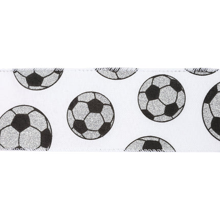 Glitter Soccer Balls and Soccer Field with Black Striped Canvas Ribbon |4 Rolls |40 Yards