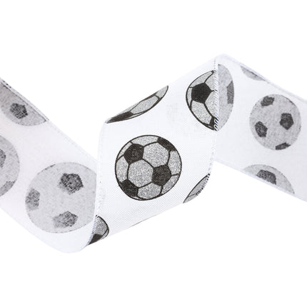 Glitter Soccer Balls and Soccer Field with Black Striped Canvas Ribbon |4 Rolls |40 Yards