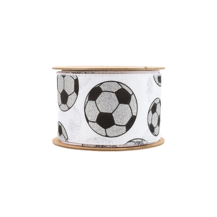 Glitter Soccer Balls and Soccer Field with Black Striped Canvas Ribbon |4 Rolls |40 Yards